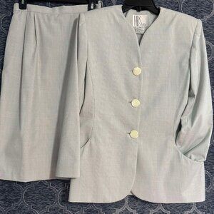 HBS (EUC) women's 8 blue, pink plaid 2 piece skirt and jacket set